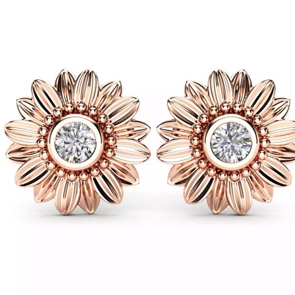 Jewelry - 18K rose gold plated sunflower earrings